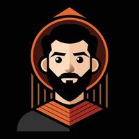 A cartoon image of a bearded man with a beard vector