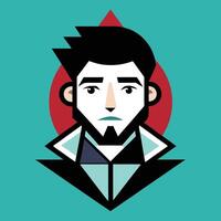 A man with a beard and a red heart on his chest vector