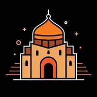 An orange and black building with a dome on top vector
