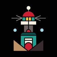 A colorful illustration of a lighthouse on a black background vector
