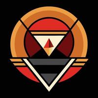 A red, orange and black geometric design vector