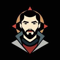 A man with a beard and a star on his chest vector
