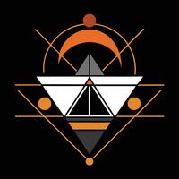 A triangle with an orange and black background vector