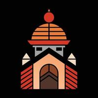 A building with a red roof and a white dome vector