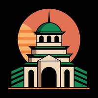 A building with a dome and a sun in the background vector