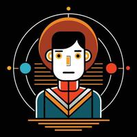 A man with a red tie and a circle around him vector