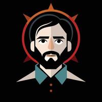 A man with a beard and a star on his head vector