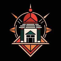 A logo for a building with a dome on top vector