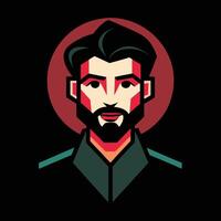 A man with a beard and red circle vector