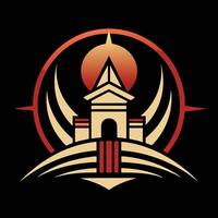 The logo for the game is a castle with a sun in the background vector
