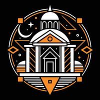 A building with a crescent moon and stars on it vector