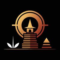A golden temple with a pagoda on top vector