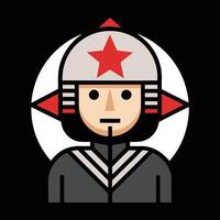A cartoon man in a red star hat vector