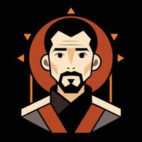 A cartoon image of a man with a beard and a star on his head vector