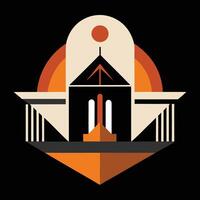 The logo for the game is a building with a clock on top vector
