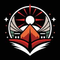 The logo for a book with a pyramid in the middle vector