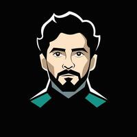 A man with a beard and mustache in a black and green shirt vector