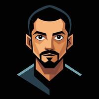 A man with a beard and mustache in a black shirt vector