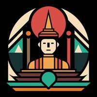 A colorful illustration of a buddha vector