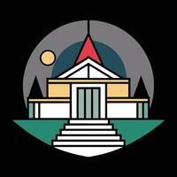 A building with a red roof and steps vector
