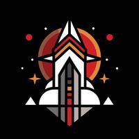 A rocket with a star in the background vector