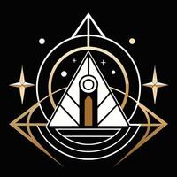 An abstract design with a triangle and stars vector