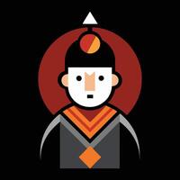A man in a traditional costume with a red and orange hat vector