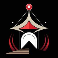 A red and black circus tent with a red star on it vector