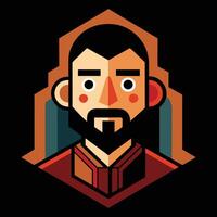A cartoon man with a beard and mustache vector