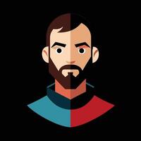 A man with a beard and a beard in a red and blue shirt vector