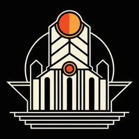 The logo for the art deco building vector