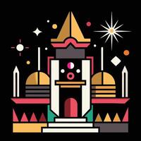 A colorful illustration of a building with a star vector