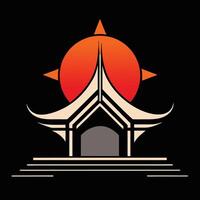 The logo for the temple is shown in a black background vector