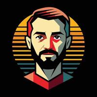A man with a beard and a mustache in a retro style vector