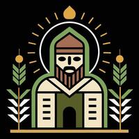 The icon of a man with a beard and a hat vector
