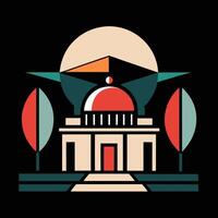 A building with a dome and trees in front of it vector