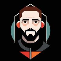 A man with a beard and headphones on vector