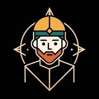 A man with a beard and a hat on a black background vector
