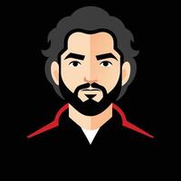 A man with a beard and a red shirt vector