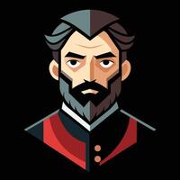 A cartoon man with a beard and mustache vector