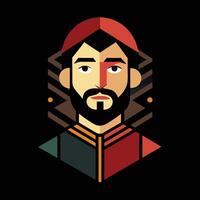 A man with a beard and red hat vector