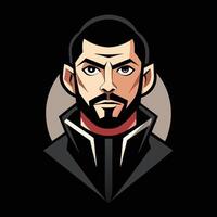 A man with a beard and a black jacket vector
