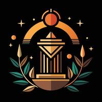 An illustration of a pyramid with stars and leaves vector