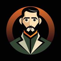 A man with a beard and a suit in a circle vector