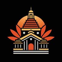 A building with a clock on top of it vector