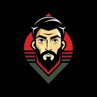 A bearded man with a red and black background vector