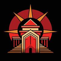 The logo for the game is a red and orange building vector