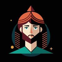 A man with a beard and turban on his head vector
