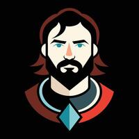A man with a beard and blue eyes vector