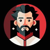 A man with a beard and a red shirt vector